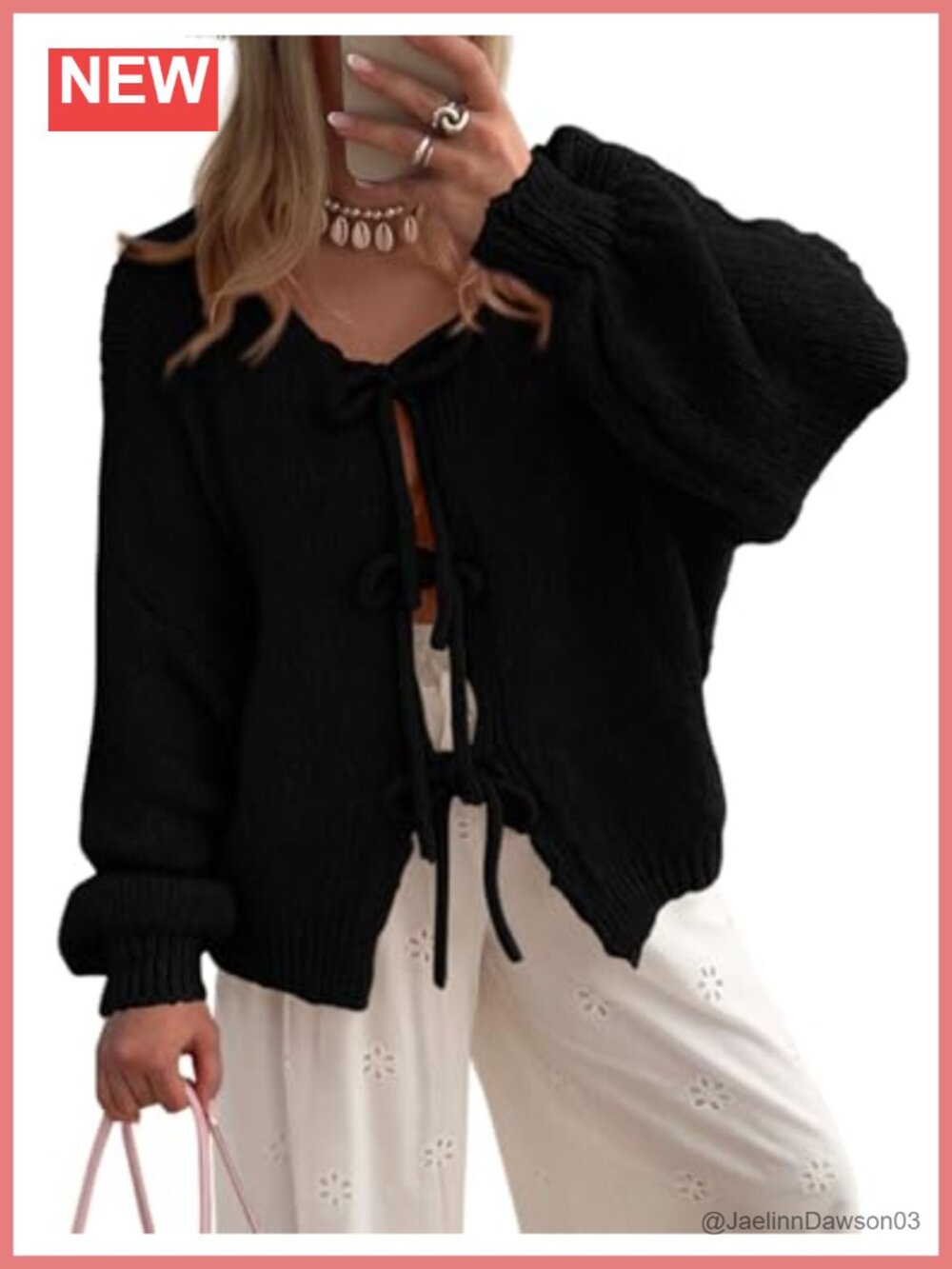 Women's Tie Front Bow Cable Knit Cardigan Sweater